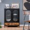 Industrial Sideboard Cabinet with Drawers Countertop and Tempered Glass Black Brown